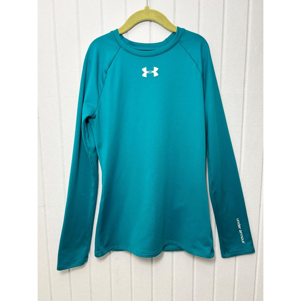 Under Armour Kids ColdGear Long Sleeve Fitted Base Layer Shirt Teal Blue YLG